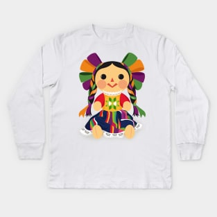 Mexican Doll, María. Mexican Otomi Doll. Traditional Mexican Rag Doll Kids Long Sleeve T-Shirt